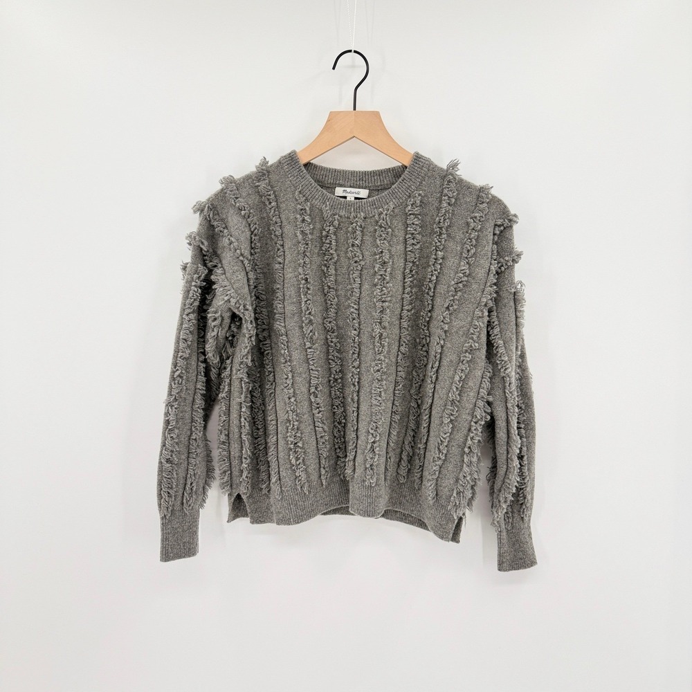 Madewell Cozy Merino Wool Boho Shaggy Fringe Sweater Womens S Minimalist